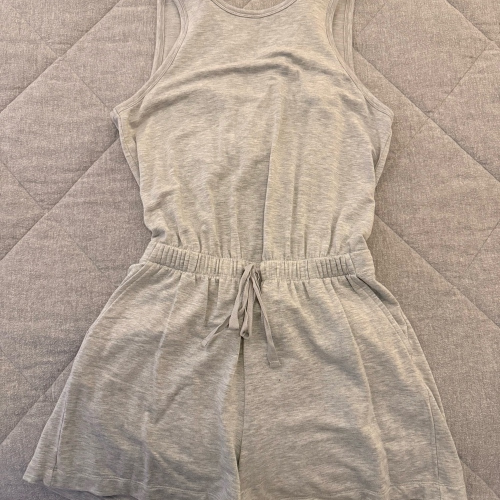 Lou & Grey- Sleek Grey Heather Signaturesoft Open Back Romper